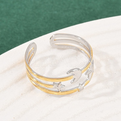 304 Stainless Steel Double Color Cuff Rings RJEW-S635-01GP-21-1