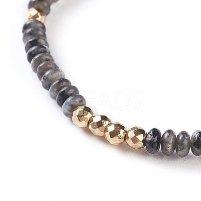 Natural Larvikite Braided Bead Bracelets BJEW-O175-C06-1