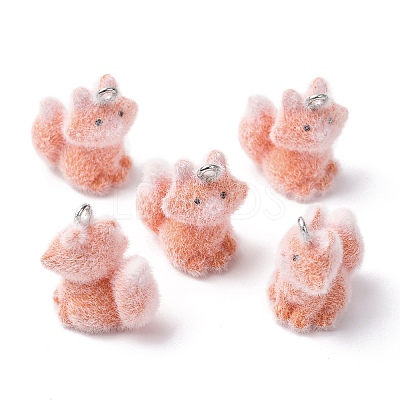 Animal Flocking Resin Pendants RESI-A049-03B-1
