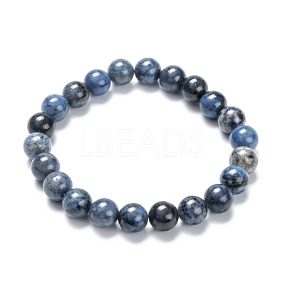 Natural Dumortierite Stretch Beaded Bracelets G-A185-01G-1