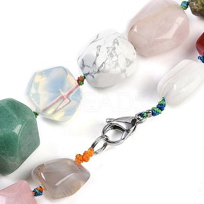 Natural Mixed Stone Nuggets Beaded Necklaces for Women Men NJEW-K388-01H-1