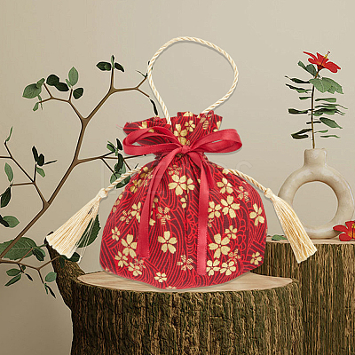 Flower Printed Cloth Drawstring Storage Bags ABAG-WH20010-20A-01-1