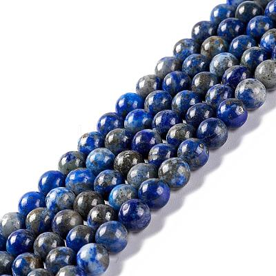 Natural Lapis Lazuli Smooth Round Beads Strands G-I181-09-6mm-1