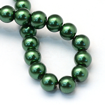 Baking Paint Pearlized Glass Pearl Round Bead Strands X-HY-Q003-4mm-75-1