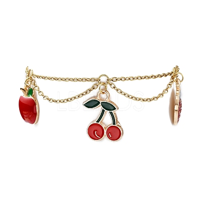 Alloy Enamel Fruit Charm Bracelets BJEW-JB09894-01-1