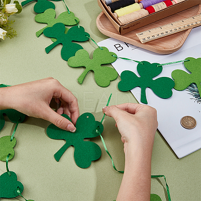 4 Bag Felt Clover Hanging Banner for Saint Patrick's Day Decoration AJEW-CY0002-43-1