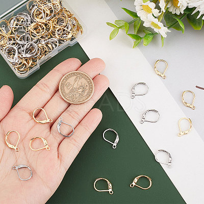 100Pcs 2 Colors 304 Stainless Steel Leverback Earring Findings STAS-BBC0001-56-1