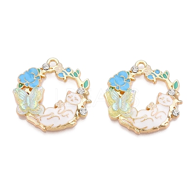 Rack Plating Alloy Enamel Pendants X-ENAM-N056-372KCG-02-1