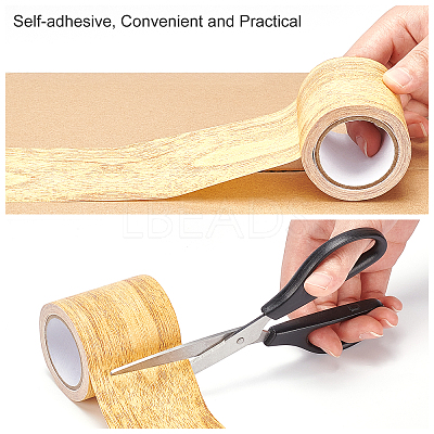 Non-woven Fabrics Imitation Wood Grain Adhesive Tape DIY-GF0005-15C-1