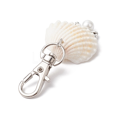 Angel Alloy & Natural Shell Pendant Decorations HJEW-JM02016-03-1