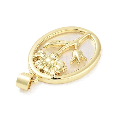 Rack Plating Brass Pave Shell Pendants KK-Z064-28G-012-1