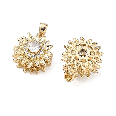 Brass Micro Pave Cubic Zirconia Rotatable Pendants KK-A287-11C-G-1