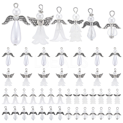 48Pcs 6 Styles Acrylic Pendants PALLOY-PH01811-1