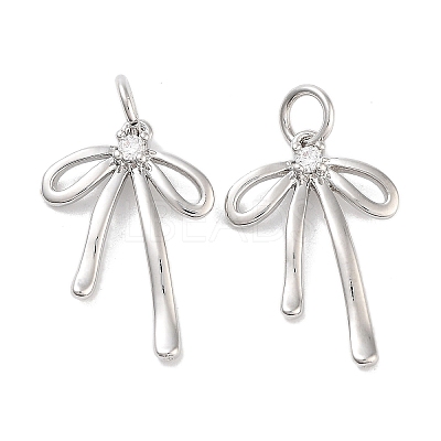 Rack Plating Brass Clear Cubic Zirconia Pendants KK-M293-16P-1