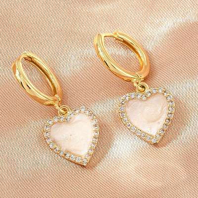 Brass Micro Pave Cubic Zirconia Hoop Dangle Earrings KK-CBA8324-16G-1