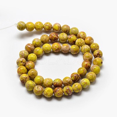 Natural Imperial Jasper Beads Strands X-G-I122-8mm-03-1