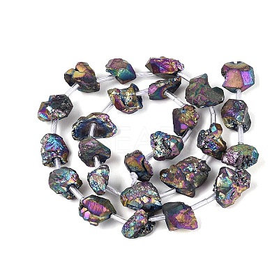 Electroplate Raw Rough Natural Amethyst Beads Strands G-Q610-06C-1