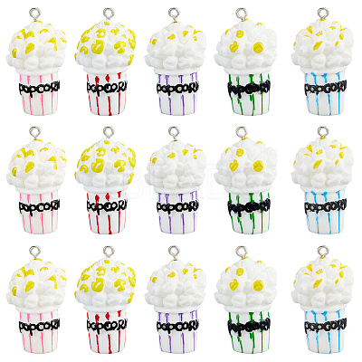 30Pcs Popcorn Resin Pendants RESI-SC0006-80-1