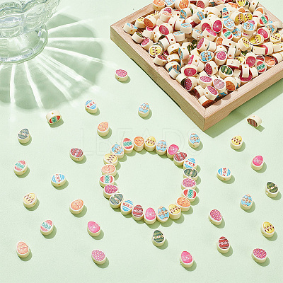 300Pcs Printed Handmade Polymer Clay Beads CLAY-UN0001-01-1