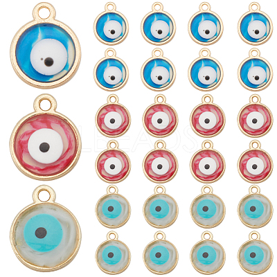 60Pcs 3 Colors Epoxy Resin Enamel Evil Eye Charms RESI-SC0003-27-1