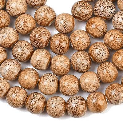 Handmade Fancy Antique Glazed Porcelain Ceramic Round Beads Strands X-PORC-L019-13mm-06-1