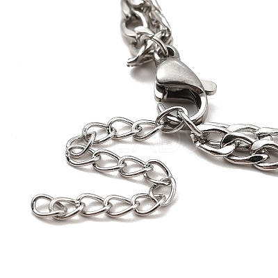 Tarnish Resistant 304 Stainless Steel Curb Chains Double Layer Multi-strand Bracelet BJEW-C025-10P-1