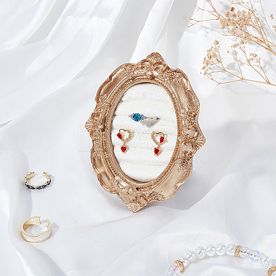 Goldenrod Photo Frame Resin Finger Ring Organizer Holder with Velvet Mat RDIS-WH0016-22-1