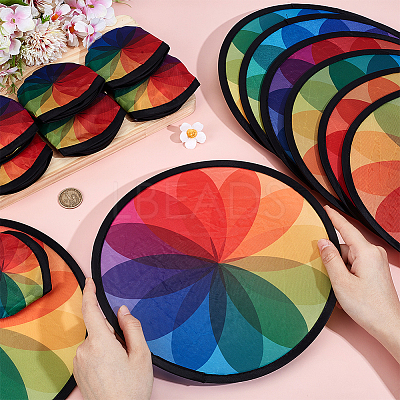 Polyester Foldable Flying Disc Fans with Storage Bag AJEW-WH00670-127A-1