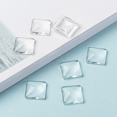 Transparent Clear Glass Square Cabochons GGLA-A001-15mm-1