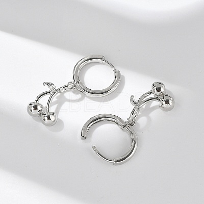 Brass Cherry Hoop Earrings EJEW-M077-19P-03-1