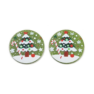 Christmas Themes Opaque Printed Acrylic Pendants OACR-B037-04-1