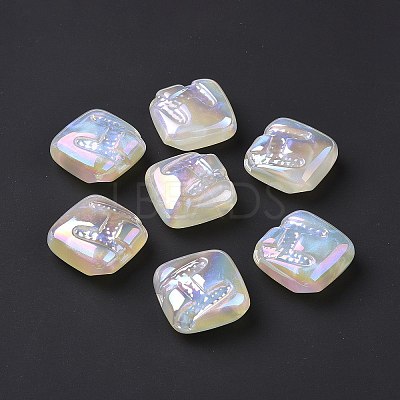 Rainbow Iridescent Plating Acrylic Beads LS-OACR-A010-06F-1