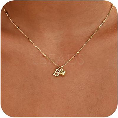 Brass Initial and Heart Pendant Necklaces for Women FS-WG01F32-02-1