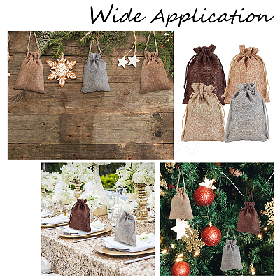 32Pcs 4 Colors Polyester Imitation Burlap Packing Pouches Drawstring Bags ABAG-PH0001-24-1