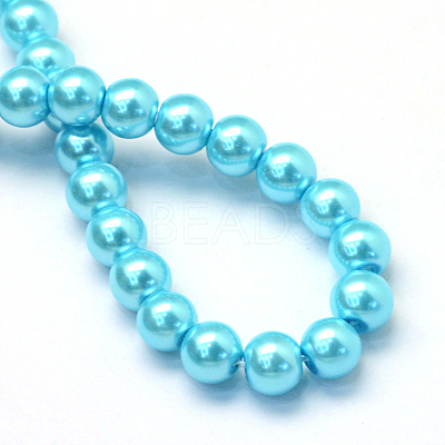 Baking Paint Pearlized Glass Pearl Round Bead Strands HY-Q003-4mm-48-1