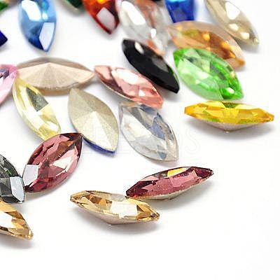 Glass Pointed Back Rhinestone Cabochons RGLA-A011-13x27mm-M-1