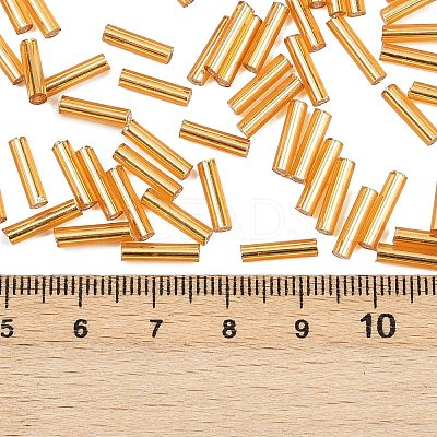 Silver Lined Transparent Glass Bugle Beads SEED-R028-2x9-B01-1