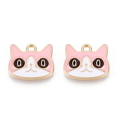 Light Gold Plated Alloy Kitten Pendants ENAM-T009-41B-1