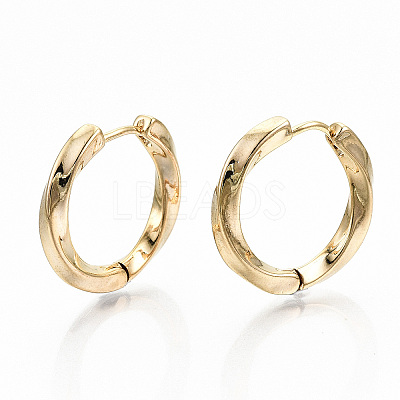 Brass Huggie Hoop Earrings X-KK-T062-45G-NF-1