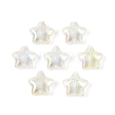 Transparent Spray Painted Glass Beads GLAA-R211-04-G04-1