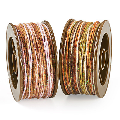 2 Rolls 2 Colors Segment Dyed Round Polyester Twisted Cords OCOR-TA0003-59C-1