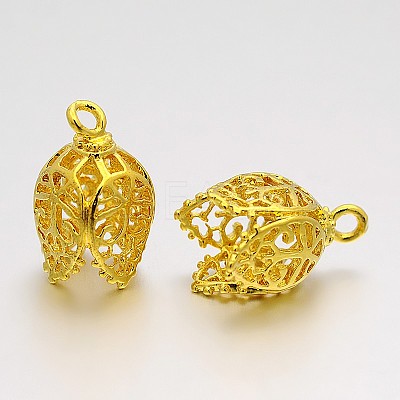 Brass Filigree Bead Cap Bails KK-H0005-02G-1