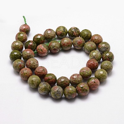 Natural Unakite Beads Strands G-G736-26-6mm-1