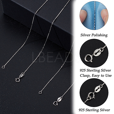 Anti-Tarnish 2Pcs Rhodium Plated 925 Sterling Silver Boston Link Chain Necklaces Set STER-BBC0006-13B-1