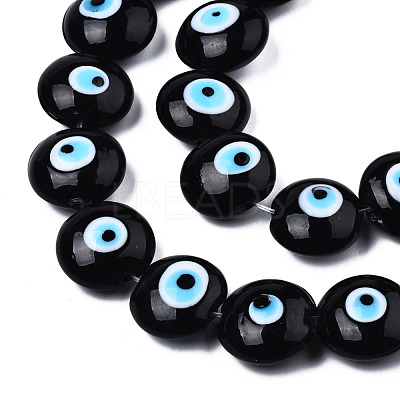 Handmade Evil Eye Lampwork Beads Strands LAMP-N029-009B-1