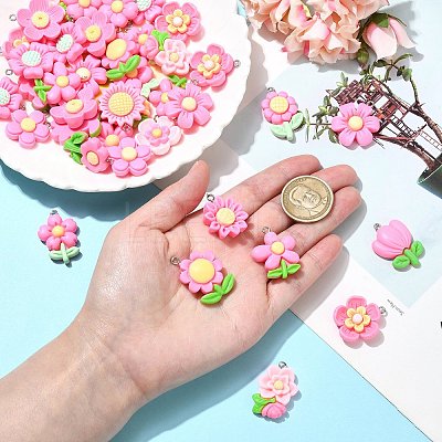 100Pcs 20 Styles Opaque Resin Pendants RESI-CJ0004-44-1