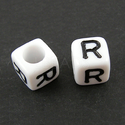 Letter Acrylic European Large Hole Beads X-OPDL-R050-10mm-R-1