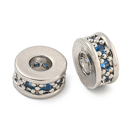 Rack Plating Brass Micro Pave Cubic Zirconia Spacer Beads KK-F089-39B-P04-1