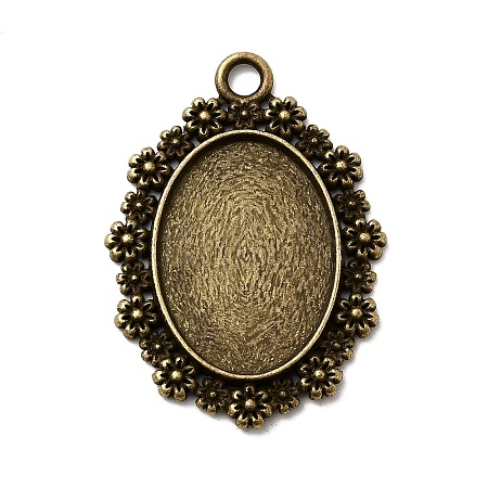 Vintage Tibetan Style Alloy Flower Pendant Cabochon Bezel Settings TIBEP-M018-42AB-NF-1