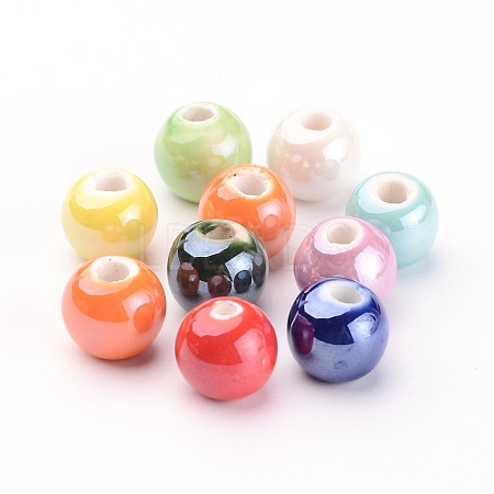Glazed Porcelain Beads X-PORC-D001-16mm-M-1